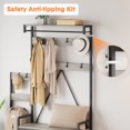 thumbnail image 4 of Multifunctional Industrial Hall Tree Coat Rack – Freestanding Entryway Organizer with Bench, 10 Hooks, 5-Tier Shelves, Metal Frame for Hallway, Bedroom, Living Room, Grey, 4 of 8