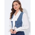 thumbnail image 3 of INSPIRE CHIC Women's Denim Button Up Vintage Sleeveless Jean Crop Racerback Vest Light Blue XL, 3 of 5