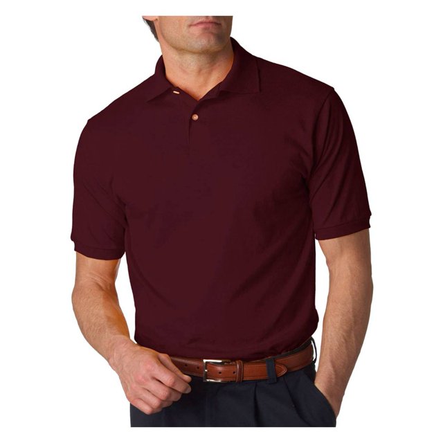 Jerzees Men's SpotShield Button Down Polo Sport Shirt, Maroon M