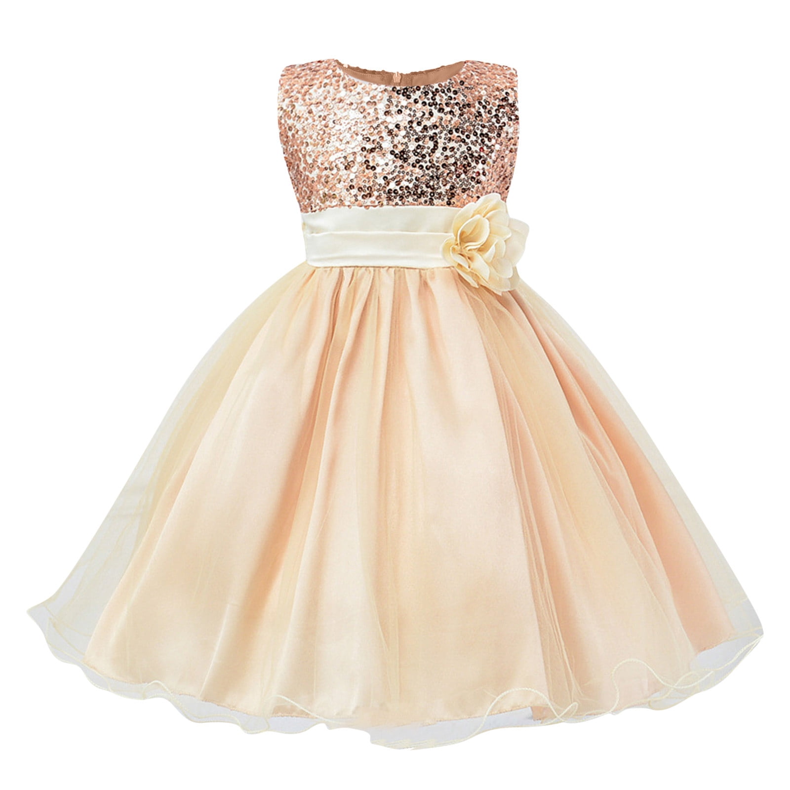 Kcodviy Robes pour Enfants Tout-Petits Bébés Filles Manches Courtes Printemps Été Imprimé Sans Manches Vêtements Filles 6T Robe Princesse Vêtements de Fête