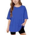 thumbnail image 1 of Hauts d'Été pour Adolescentes 2025 T-Shirts Surdimensionnés à Manches Courtes Chic Décontracté Col Rond Mode, 1 of 6
