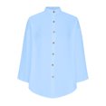 thumbnail image 4 of Timegard Chemises pour Femmes en Coton et Lin à Boutons, Col à Revers, Blouse à Manches 3/4, Hauts d'Automne avec Poches, 4 of 5