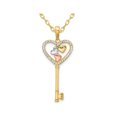 thumbnail image 1 of 14K Yellow and Pink Gold Key Heart Charm Pendant Necklace with Chain, 1 of 4