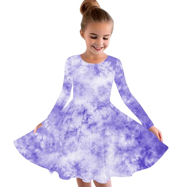 RXIRUCGD Robe Extensible à Manches Longues pour Filles Robe de Récital Scolaire à Ligne Tournoyante ( Camouflage, Taille : 7-8 Ans )
