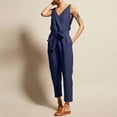 thumbnail image 1 of LSLJS Women Short Sleeve Jumpsuits Casual Summer Rompers Loose Belted Waist Jumpers with Pockets, 1 of 7
