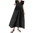 thumbnail image 1 of Tumotour Robe en Denim pour Femmes Été à Volants Sans Manches à Col en V Robe Longue en Jean Bleue Décontractée Ample Robe Maxi en Jean 2025, 1 of 7