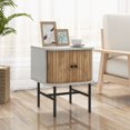 thumbnail image 2 of Costway Table de Chevet à Porte Coulissante, Style Mi-Siècle Moderne, Table d'Appoint de Rangement avec Armoire, Blanc Vieilli, 2 of 10
