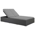 thumbnail image 2 of Modway Chaise Double de Patio en Aluminium et Rotin, Chocolat/gris, 2 of 5