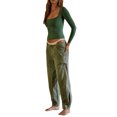 thumbnail image 3 of Fortune Femmes Col Rond Manches Longues Basique Slim Fit T-Shirts Solide Crop Top, 3 of 6