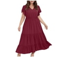 thumbnail image 2 of zanvin Plus Size Summer Dresses pour Femmes Robe Longue Maxi Bohème à Fleurs à Col en V à Manches Courtes Robes de Plage pour Fête Décontractée on, 2 of 5