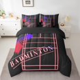 thumbnail image 2 of YST Ensemble Literie Badminton 7 Pcs, Ensemble de Couette Grand Lit, Bleu Marine Rouge (Noir Réversible), 2 of 4