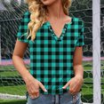 thumbnail image 5 of Liquidation d'Économies! Hauts pour Femmes Grande Taille, Blouse d'Été à Manches Courtes pour Femmes, T-shirt Blouse à Col Rond à Boutons Imprimé à Manches Courtes pour Femmes, 5 of 5