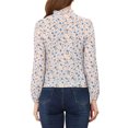 thumbnail image 3 of INSPIRE CHIC Women's Floral Puff Long Sleeve Ruffle Collar Pearl Decor Blouse M Light Pink, 3 of 5
