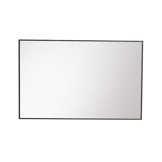 The akuaplus® bathroom aluminum rectangular Mirror - 39 in. x 28 in. with a slim black aluminum frame and clear reflective surface, reversible for vertical or horizontal bathroom mounting, includes hardware for easy installation and is suitable as a decorative wall mirror.