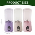 thumbnail image 3 of Oleegame 1PC Portable Small Fruit Juicer Usb Rechargeable With 6 Juicer For Shakes Handheld For Sports Travel Outdoors For Kitchen Pink, 3 of 9