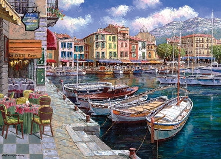 Cobble Hill 1000 Piece Puzzle - Cafe in Cassis - Sample Poster Included