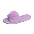 thumbnail image 4 of Popeez Pantoufles à Pompons à Bout Ouvert pour Filles (Grand/2-3 (US), Beige), 4 of 16