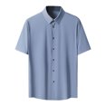 thumbnail image 1 of Birdeem Shirts for Men Mens Short Sleeved Solid Color Button Ice Silk Formal Dress Short Sleeved, 1 of 9