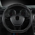 thumbnail image 1 of Black D Shape Car Steering Wheel Cover Wood Grain Design Breathable Non Slip Steering Wheel Protector Universal Fit For Most Vehicles 14.96X14.96 Inch 1.08 Lb, 1 of 6