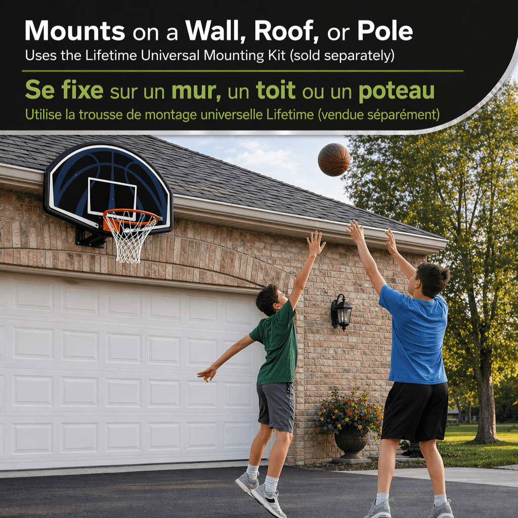Combinaison de tableau arrière et cercle de basket-ball à vie (impact de 44 pouces)