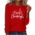 thumbnail image 1 of Timegard Womens Tops Merry Christmas Print Long Sleeve Crewneck Pullover Casual Loose Comfy Tops Fall, 1 of 4