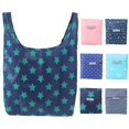 thumbnail image 2 of 6Pcs Grocery Bags with Handles Reble Foldable Washable Heavy-Duty Polyester Cloth Shopping Tote Bag Travel Use 6pcs, 2 of 13
