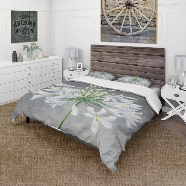 Designart 'Flower Cleome Splash I' Ensemble de Literie Cottage - Housse de Couette et Taies d'Oreiller
