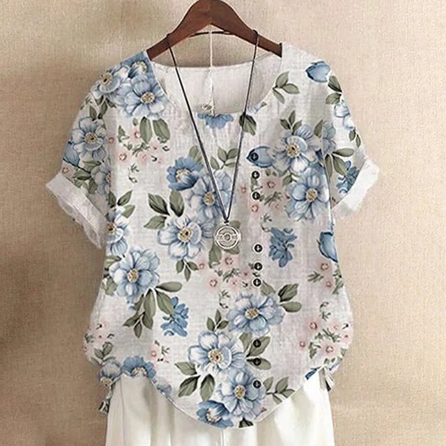 SMihono T-Shirt Surdimensionné pour Femmes Mode Femme Décontracté Col Rond Blouse Imprimée T-Shirt à Manches Courtes Hauts d'Été Hauts Décontractés d'Été pour Femmes