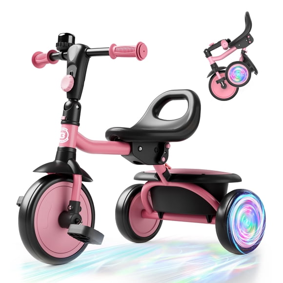 besrey Colorful Lighting Toddler Tricycle for Ages 18 Months to 5 Years, Toddler Bike with Bell, Kids Tricycle, Gift for 2-5 Year Olds, Toy for Boys