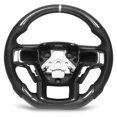 thumbnail image 2 of Steering Wheel Assembly, Silver Stitching Black Hand Grip Carbon Fiber Steering Wheel  for Raptor 2017-2021, 2 of 7