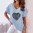 thumbnail image 1 of LSLJS Women V-neck Print T- Mode Confortable Cadeaux pour Femmes Blouses Tops, pour Women, 1 of 5