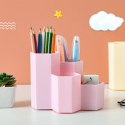 TOUMENY Multifunctional Desk Organizer, Plastic Storage Caddy for Office School Art Supplies, Compact Bathroom Countertop Pen Brush Holder
