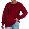 thumbnail image 1 of T-shirt Ample pour Femmes à Manches Longues, Blouse à Col Rond, Hauts Décontractés, Chandail en Molleton, 1 of 1