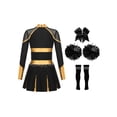 thumbnail image 4 of Eandarui Uniforme de Cheerleading pour Fille Robe Plissée à Manches Longues Tenue de Performance de Cheer d'École 5-16 Ans Or&Noir 12, 4 of 5