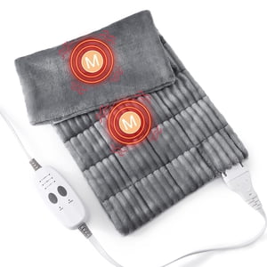 Massaging Weighted Heating Pads for Back Pain Relief and Cramps, 33''*18'' Ribs Fannel Electric Heating Pad with Massage Vibrations, 6 Settings- 3 Heat, 3 Massage- 9 Rel
