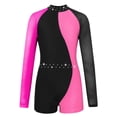 thumbnail image 2 of TSSOE Shiny Rhinestones Gymnastics Leotards for Girls Long Sleeve Dance Jumpsuit Athletic Ballet Unitards Rose 10, 2 of 4