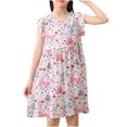 thumbnail image 1 of Robe d'Été pour Fille à Manches à Volants, Décontractée et Fluide, Robe Tunique Évasée à Motif Floral, Robe Chemise, Robe d'Été 3-15 Ans, 1 of 6