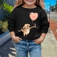 thumbnail image 2 of PMVFHDE Chandails à Col Rond Fille Automne et Hiver Saint-Valentin à la Mode et Intéressant Imprimé Chiot Chandail à Capuchon pour Enfants Noir, 2-3 Ans, 2 of 4