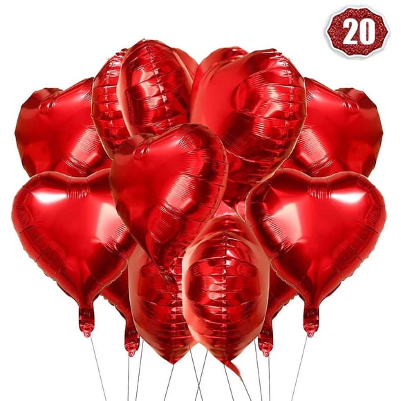 Heart foil balloon red 20 pieces heart helium balloons heart balloons helium balloon foil balloon wedding foil balloon suitable for birthday bridal shower valentine's day