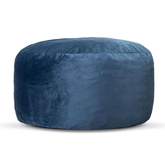 Gouchee Home Ava 4ft. Velvet Foam Bean Bag Chair – Navy Ultra-Soft Lounge Chair with Pre-Cut Foam Filling, Removable Cover & Machine Washable for Living Room, Dorm, or Playroom