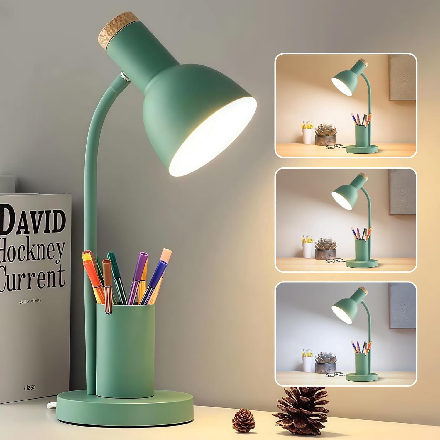 Led Signage Steel LED desk lamp for home office, table lamp with pen holder, reading ...