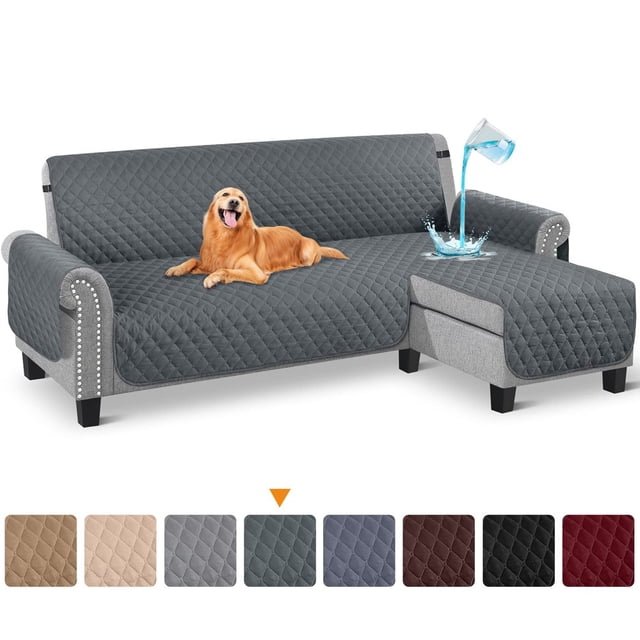 CHUANK Housse Imperméable pour Canapé, Housses pour Sofa en L, Housse pour Chaise Longue, Housse Réversible de Protection de Meuble pour Animaux, Enfants, Chien, Chat, Kaki P