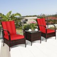 thumbnail image 4 of Gymax Ensemble de Conversation en Rotin pour Patio 3 Pcs Ensemble de Meubles d'Extérieur avec Table Coussins, 4 of 10