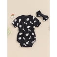 thumbnail image 3 of EYIIYE Toddler Little Girl 2 Piece Summer Set 0 3M 6M 9M 12M 18M Infant Baby One-piece Rompers Round Neck Jumpsuits Daisy Print Ribbed Short Sleeve Bods Fashion Casual Cute Outfits for Daily, 3 of 7
