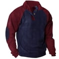 thumbnail image 2 of Besolor Mens Corduroy Sweatshirts Color Block Lapel Collar Button up Pullover Mock Neck Long Sleeve Sweaters Tops, 2 of 3