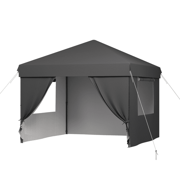 10x10 FT Pop Up Outdoor Canopy Tent with 4 Removable Sidewalls – Waterproof & UV Resistant Gazebo – Adjustable Height, Portable Sun Shade Shelter with Roller Bag