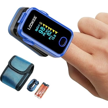 LOOKEE® A310 Premium Pulse Oximeter Finger Monitor | Designed by A Proud Canadian Business | Medical Grade Accuracy, Alarm & Perfusion Index | Carry Case & Batteries | Blue Version