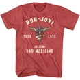 thumbnail image 1 of Bon Jovi Heart And Dagger Red Heather Adult T-Shirt, 1 of 1