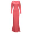 thumbnail image 3 of EQWLJWE Robes Moulantes pour Femmes Élégantes Col Rond Ajusté Manches Longues Aguichant sous-Couche Robe Nuisette, 3 of 6
