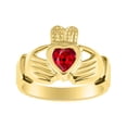 thumbnail image 1 of RYLOS Rings Gold Plated Silver Claddah Love, Loyalty & Friendship Heart 6MM Gem Irish Wedding Band Claddagh Rings July Ruby Jewelry Size 5, 1 of 6